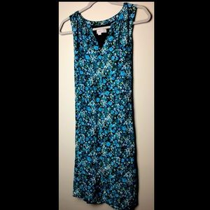 Loft mini dress (size L) blue floral tie waist